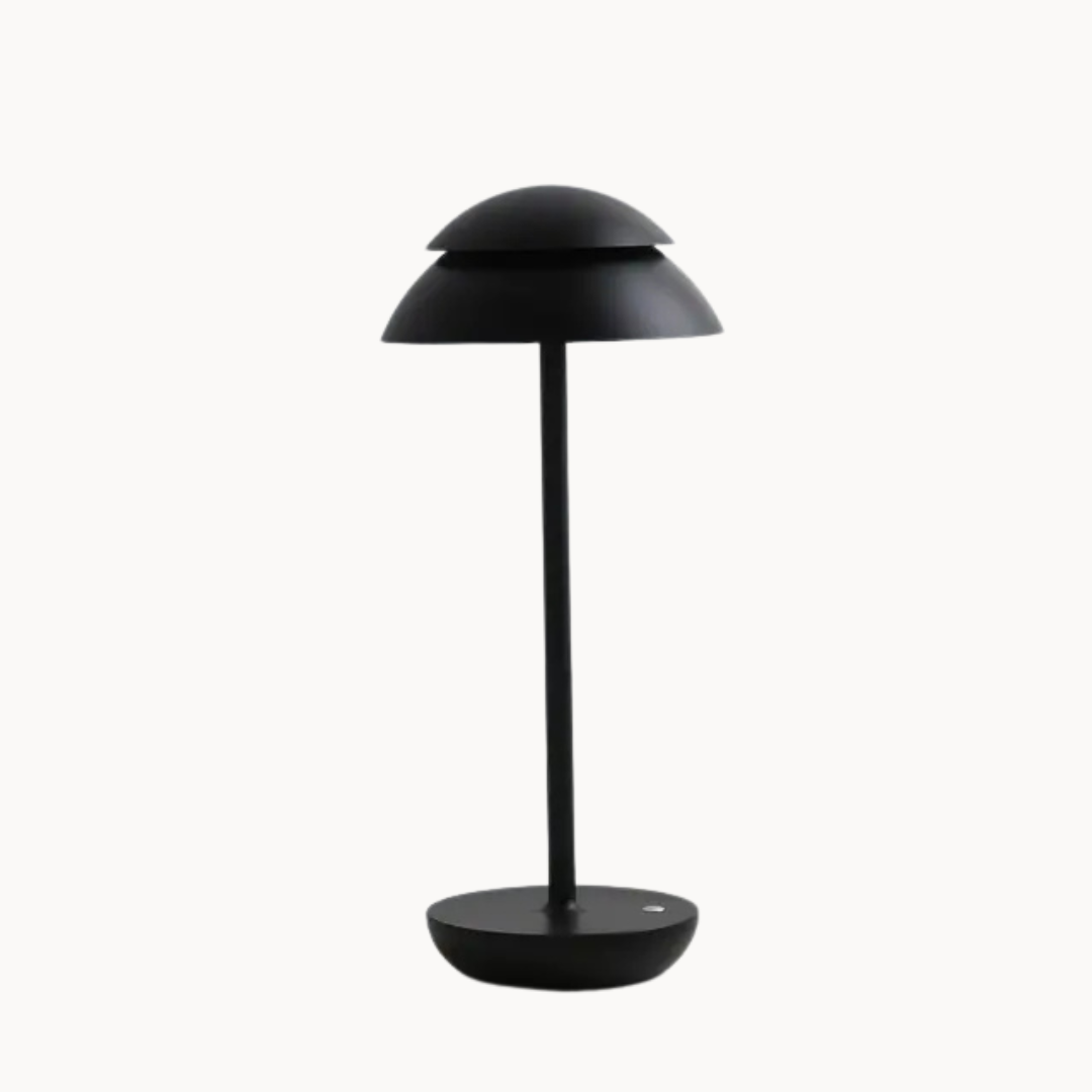 Black table lamp on a white background