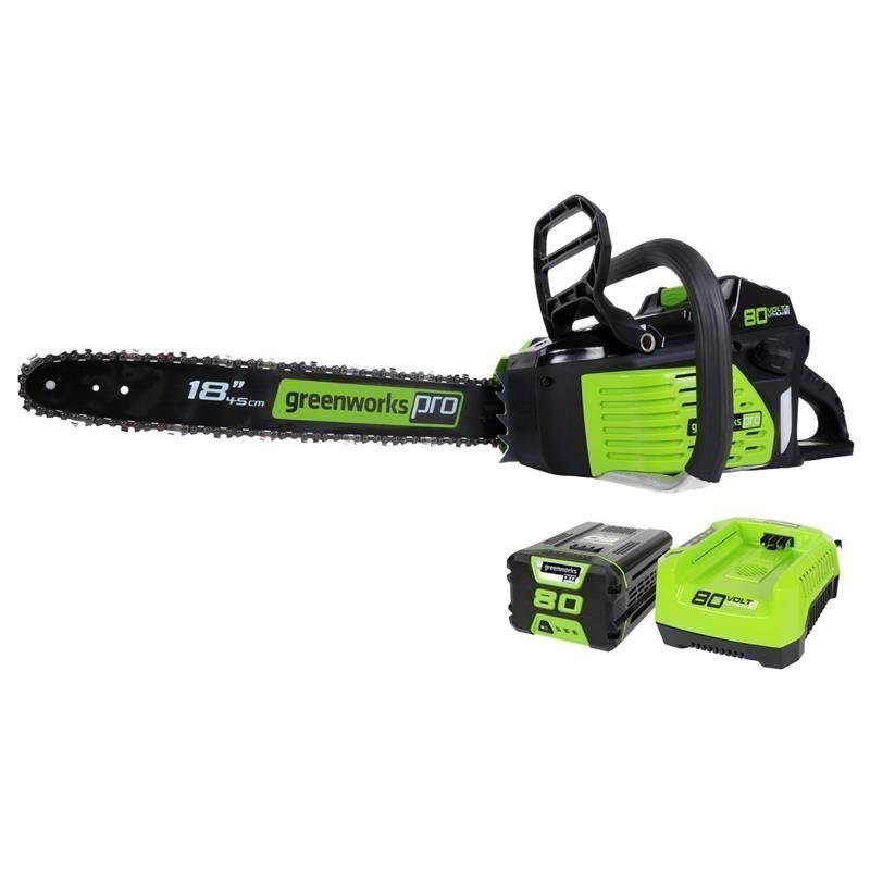 GreenWorks 80-volt 18″ Cordless Chainsaw 2Ah #2000002