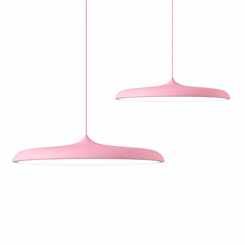 Pink pendant lamp on a white background