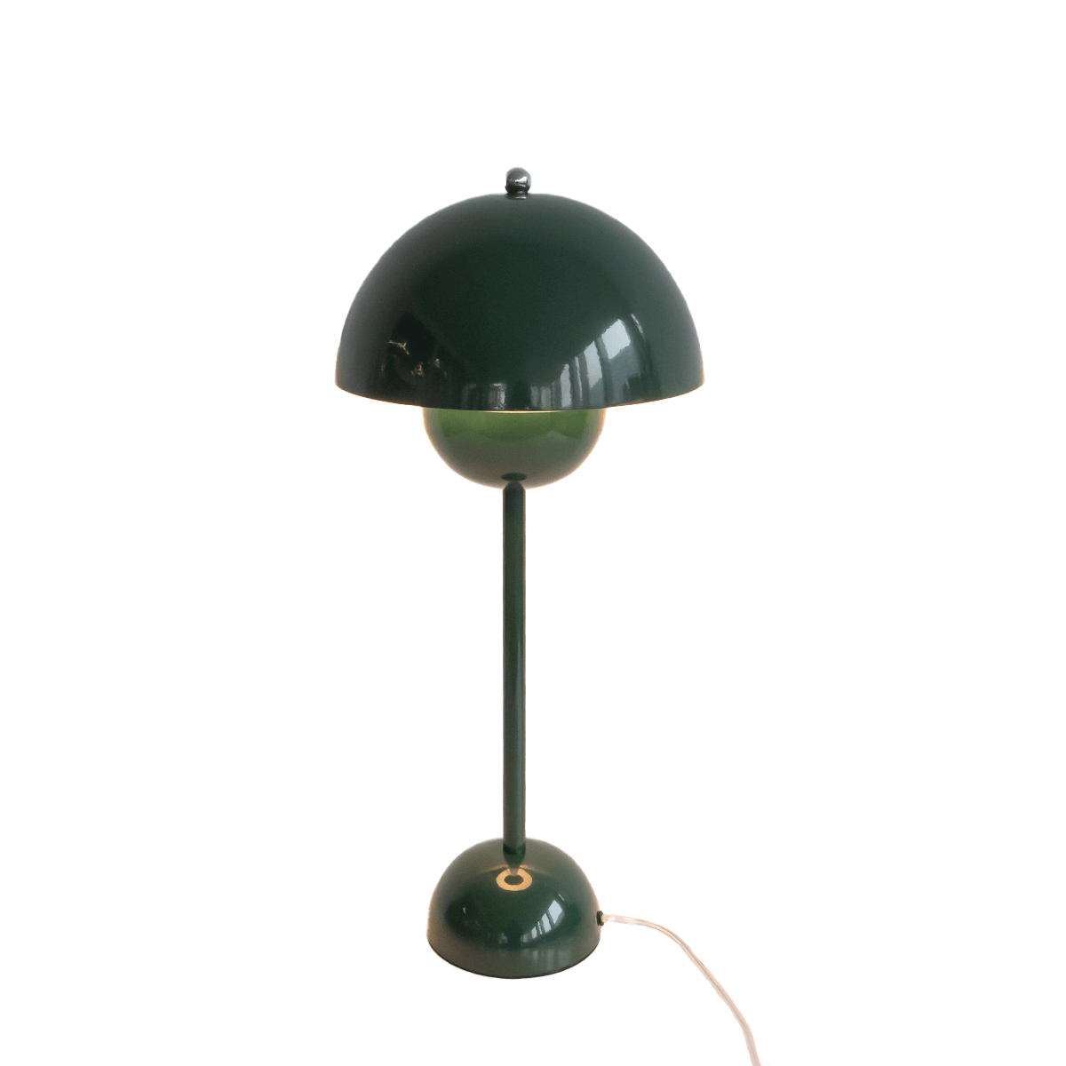 Green table lamp on a white background