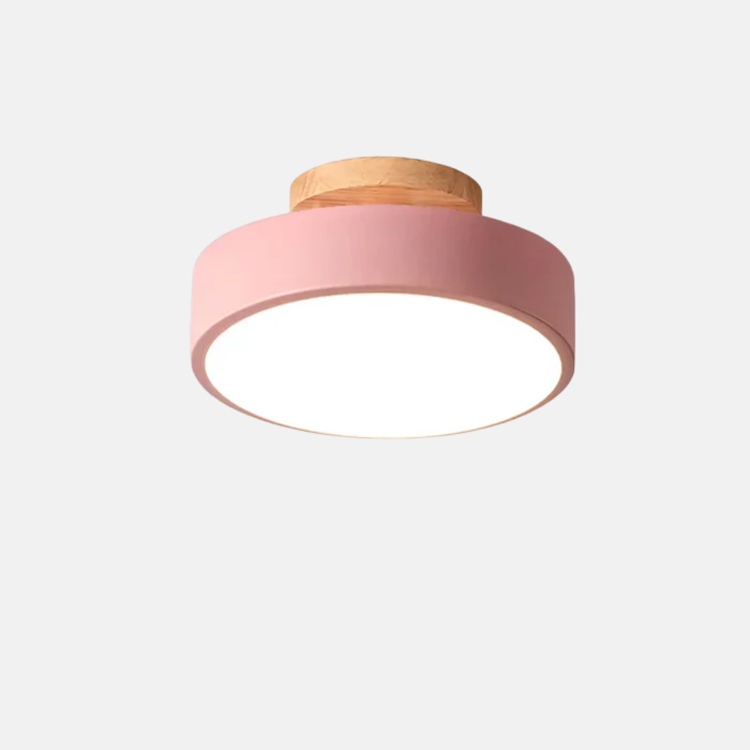 Macaron Round Wood Grain Ceiling Lamp