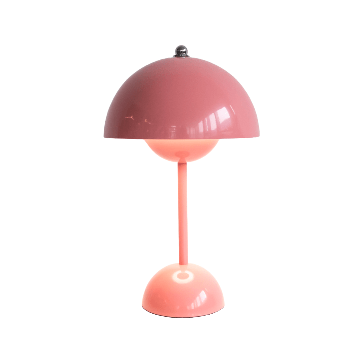 Pink table lamp on a white background