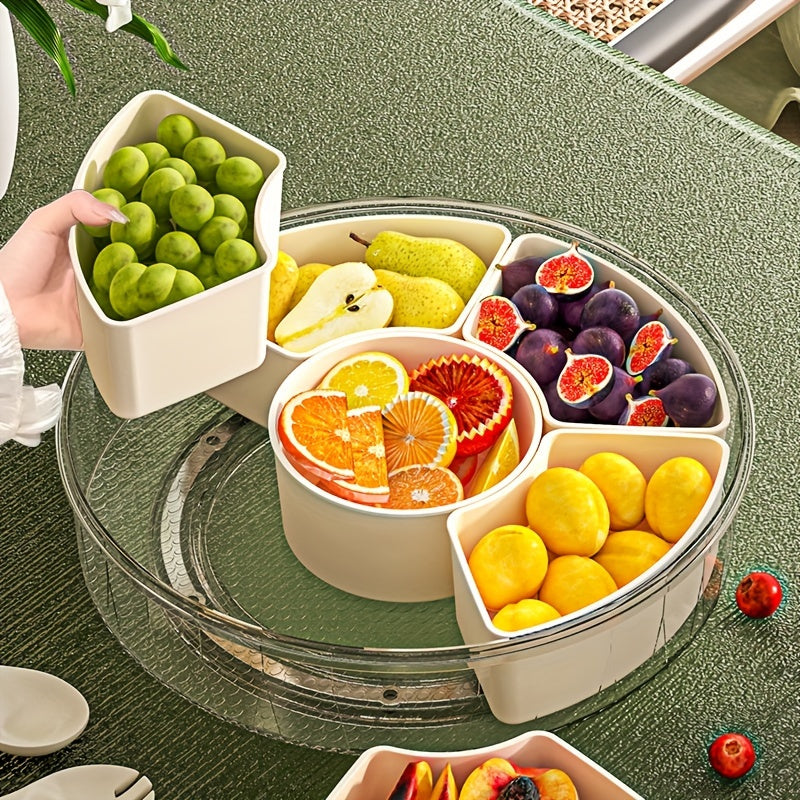360° Rotating Snack Bowl with Divided Compartments – BPA-Free Plastic Snack Organizer for Easy Serving 2