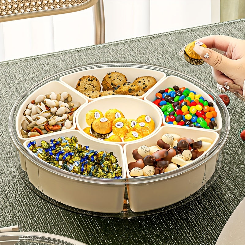 360° Rotating Snack Bowl with Divided Compartments – BPA-Free Plastic Snack Organizer for Easy Serving 6