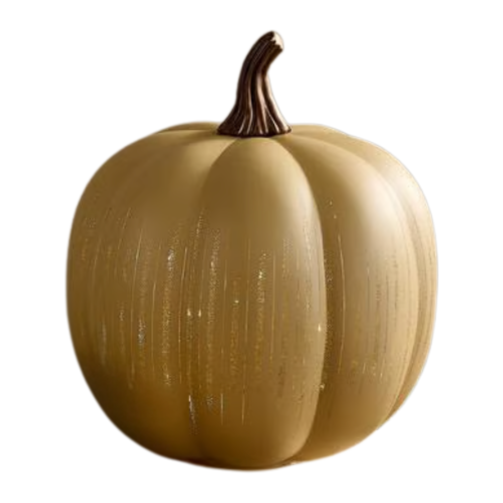 Gold pumpkin on a white background