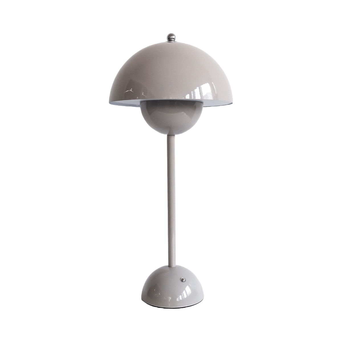Modern table lamp with a gray shade on a white background
