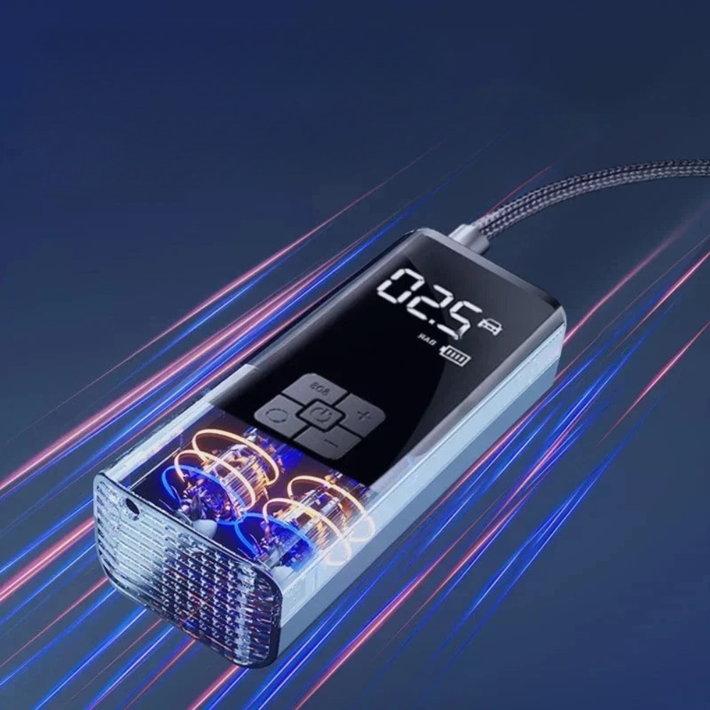 Digital device with a screen displaying numbers on a dark background with colorful light effects