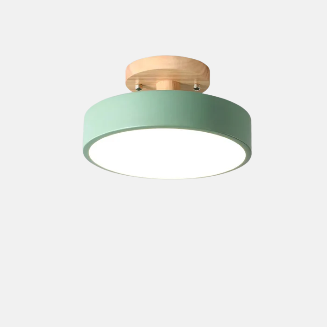 Macaron Round Wood Grain Ceiling Lamp