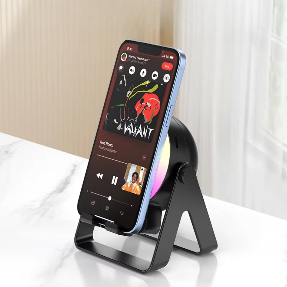 Wireless Induction Bluetooth Speaker with Ambient Breathing Light – Multifunctional Rechargeable Phone Bracket & Atmosphere Lamp 2