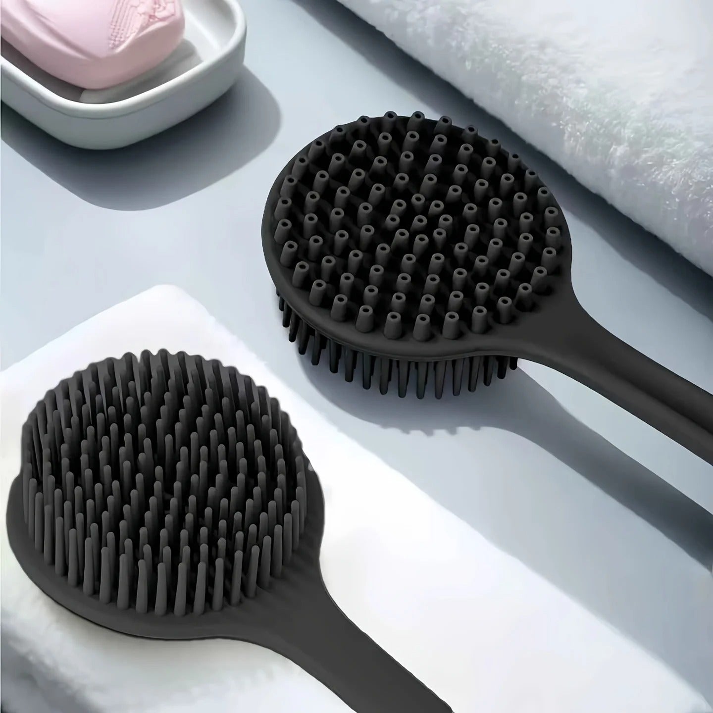 4-Piece Silicone Bathroom Brush Set for Easy and  Hygienic Cleaning 1