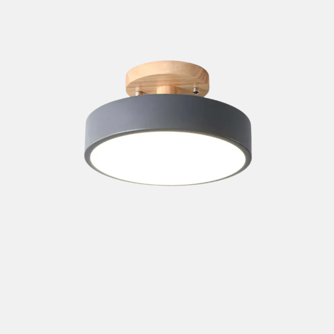 Macaron Round Wood Grain Ceiling Lamp