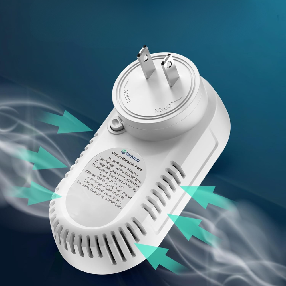 White electronic device with ventilation on a blue background