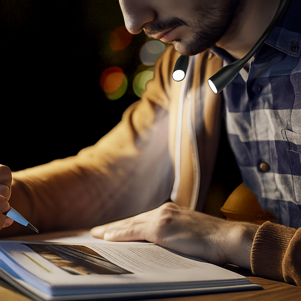 USB Rechargeable LED Neck Lamp with 3 Light Colors and Dimmable Brightness – Flexible, Lightweight Design for Reading and Outdoor Tasks 3