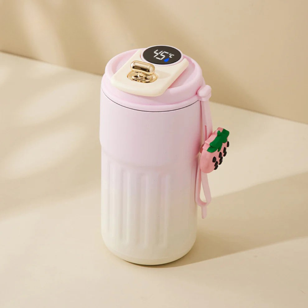 Insulated Travel Mug with LED Temperature Display - Reusable Coffee Cup, Double-Walled Thermos for Hot and Cold Beverages 