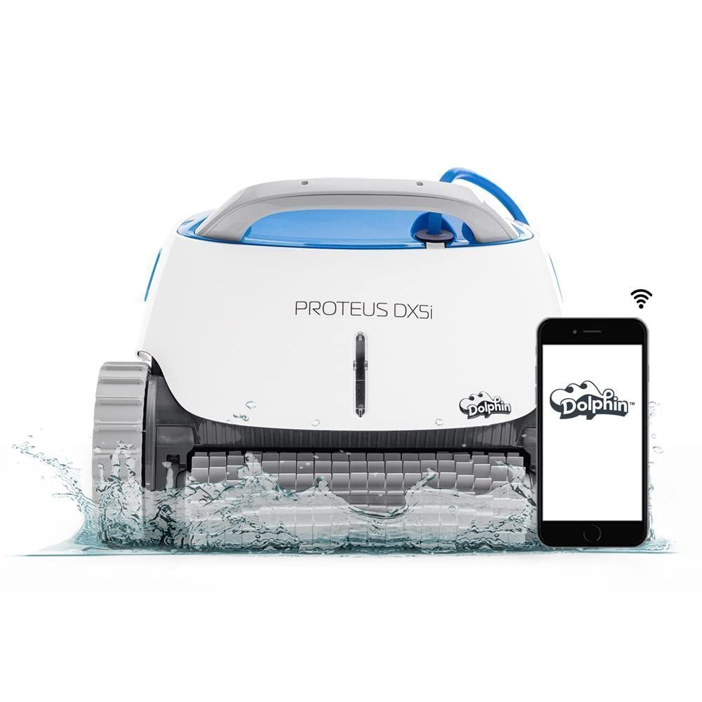 Dolphin Proteus DX5i Wi-Fi Robotic Pool Cleaner with Waterline Scrubber – For Pools up to 50 ft