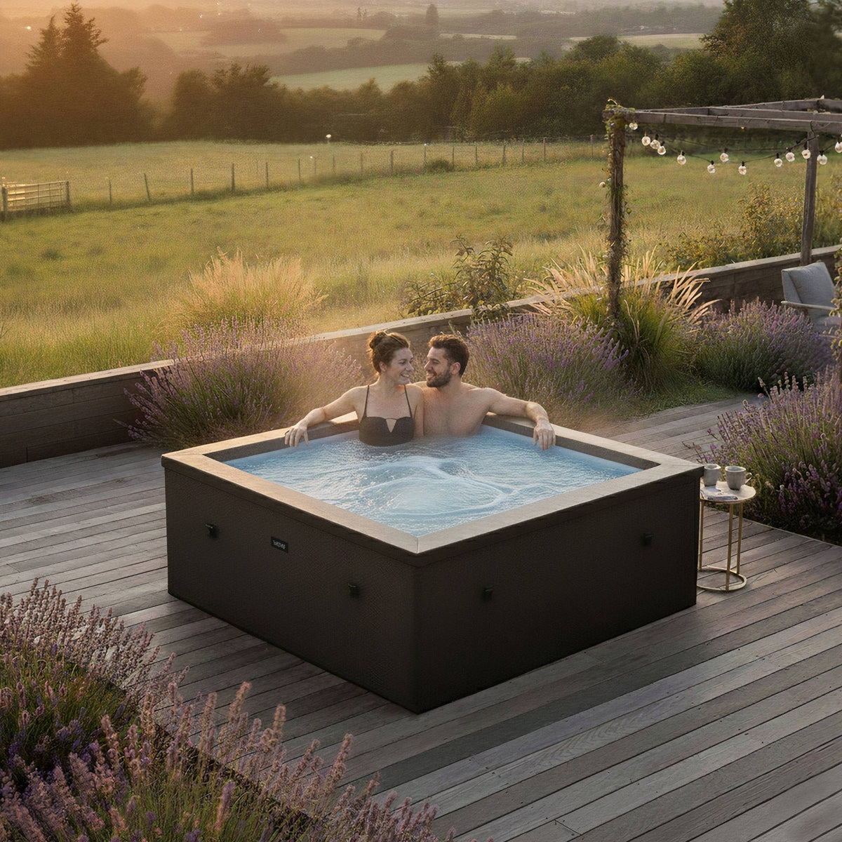 Wave Garda | 4-Person Eco Foam Hot Tub | Integrated Heater | Charcoal Black
