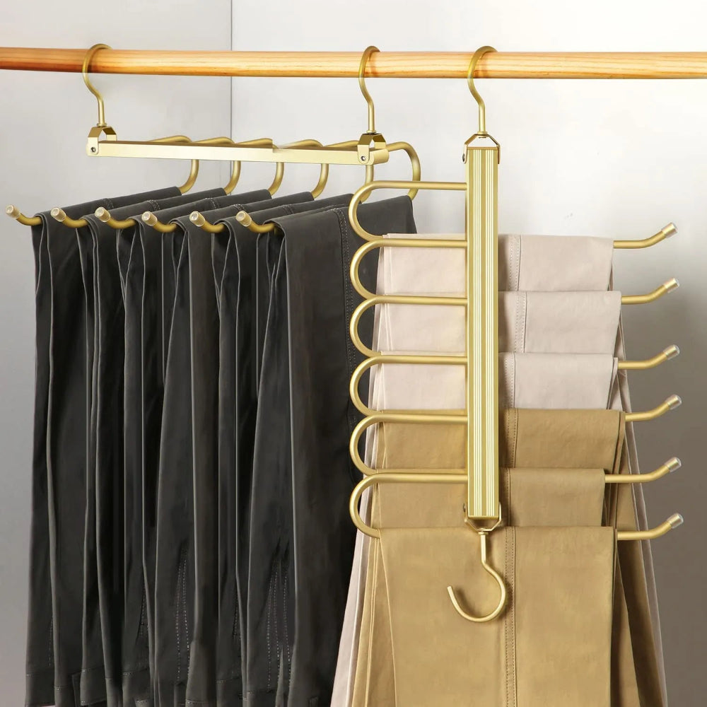 6-Layer Trouser Hanger - Space-Saving Clothes Hangers for Pants and Trousers, Non-Slip Design for Efficient Closet Organization 1