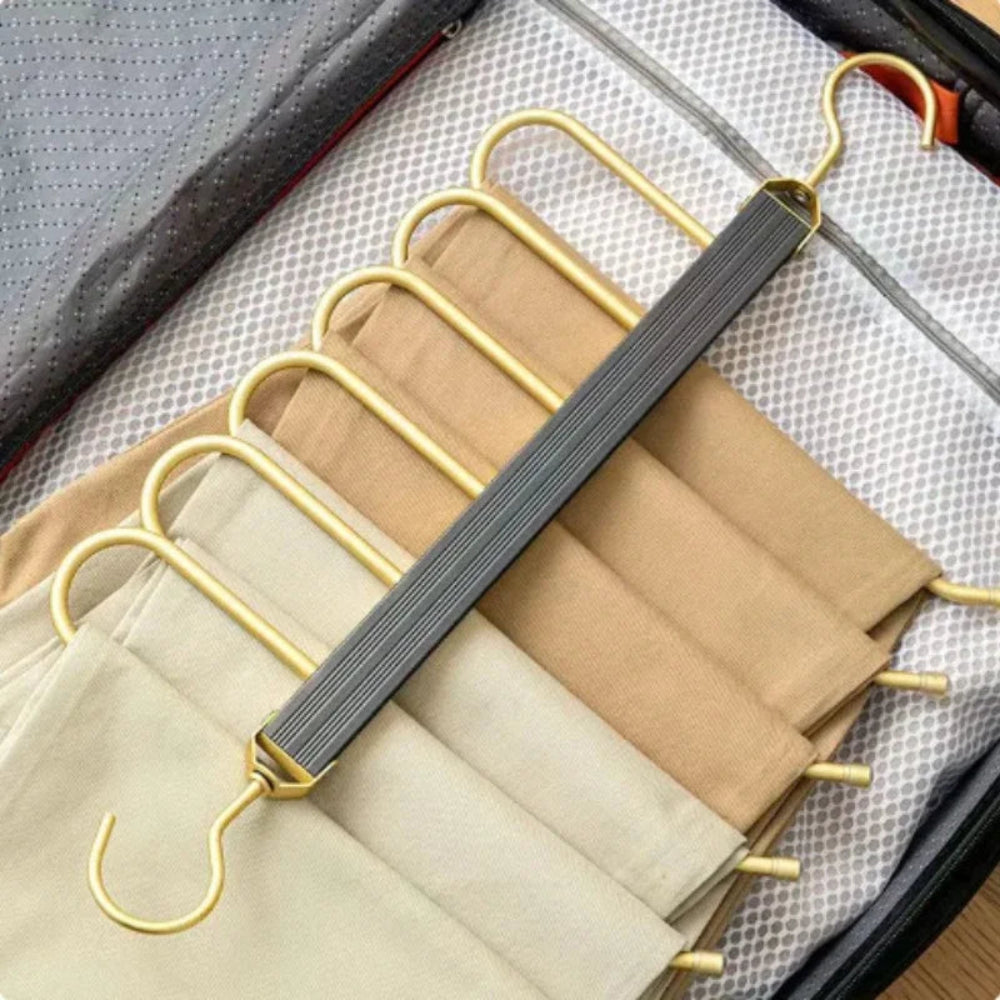 6-Layer Trouser Hanger - Space-Saving Clothes Hangers for Pants and Trousers, Non-Slip Design for Efficient Closet Organization 6