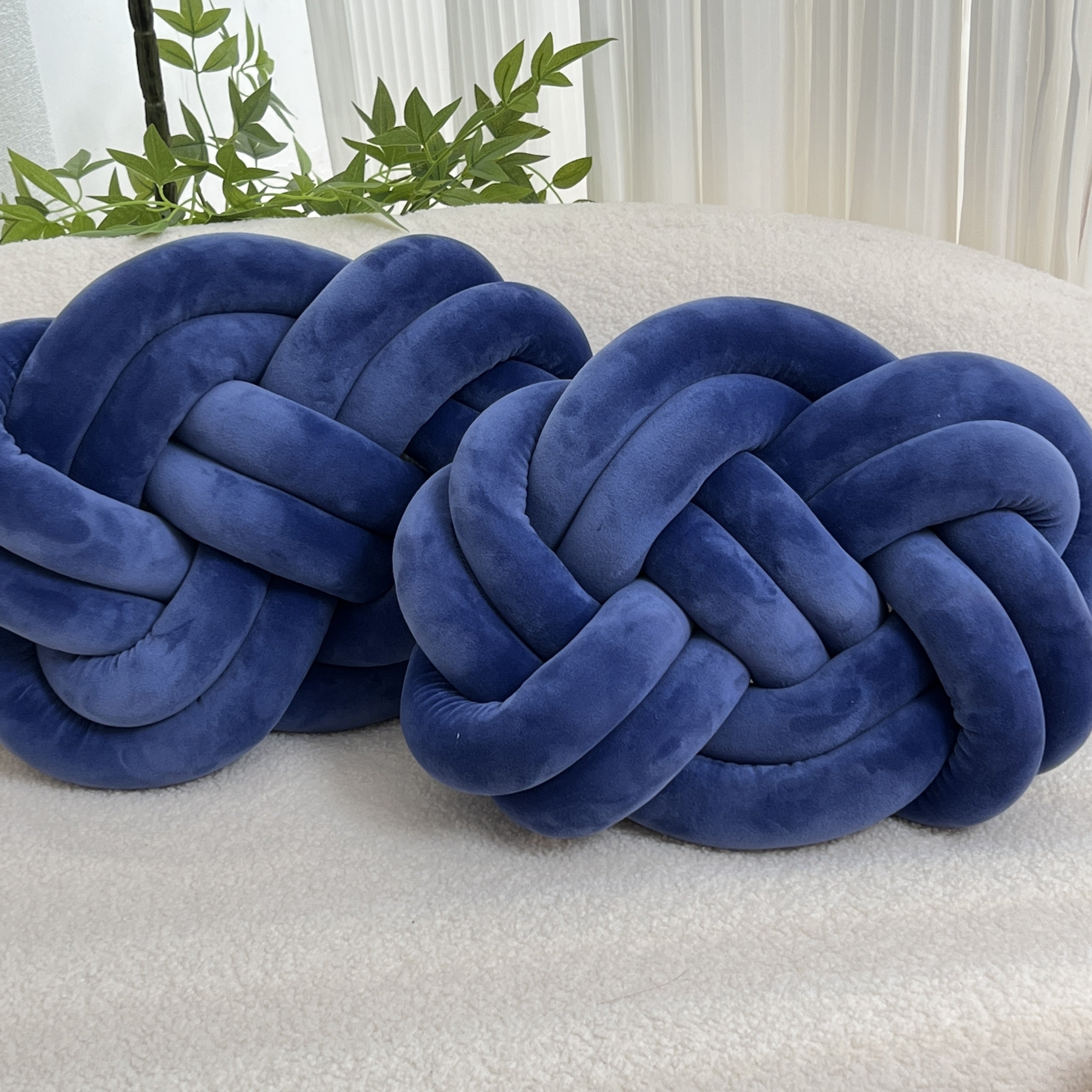 Soft Plush Round Button Cushions – Set of 2 Decorative Pillows for Sofa, Bed & Living Room