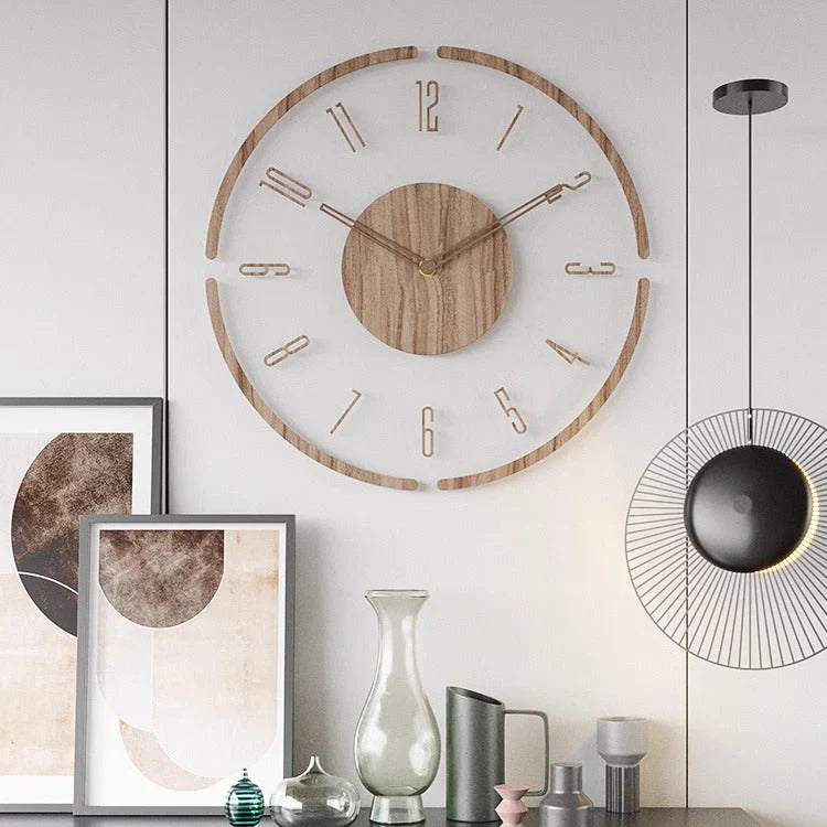 Scandinavian Stylish Solid Wood Wall Clock 14 inch