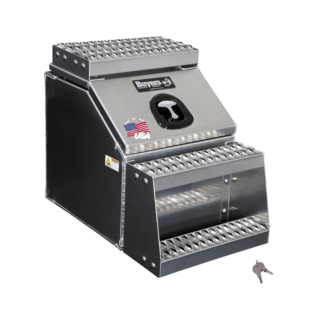 Buyers Products 28-in x 24-in x 18-in Smooth Aluminum Step Box Truck Tool Box 1705281