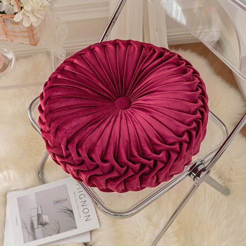 Round Velvet Pumpkin Cushion – Soft Plush Decorative Pillow for Sofa, Chair & Bedroom – Washable Home Accent