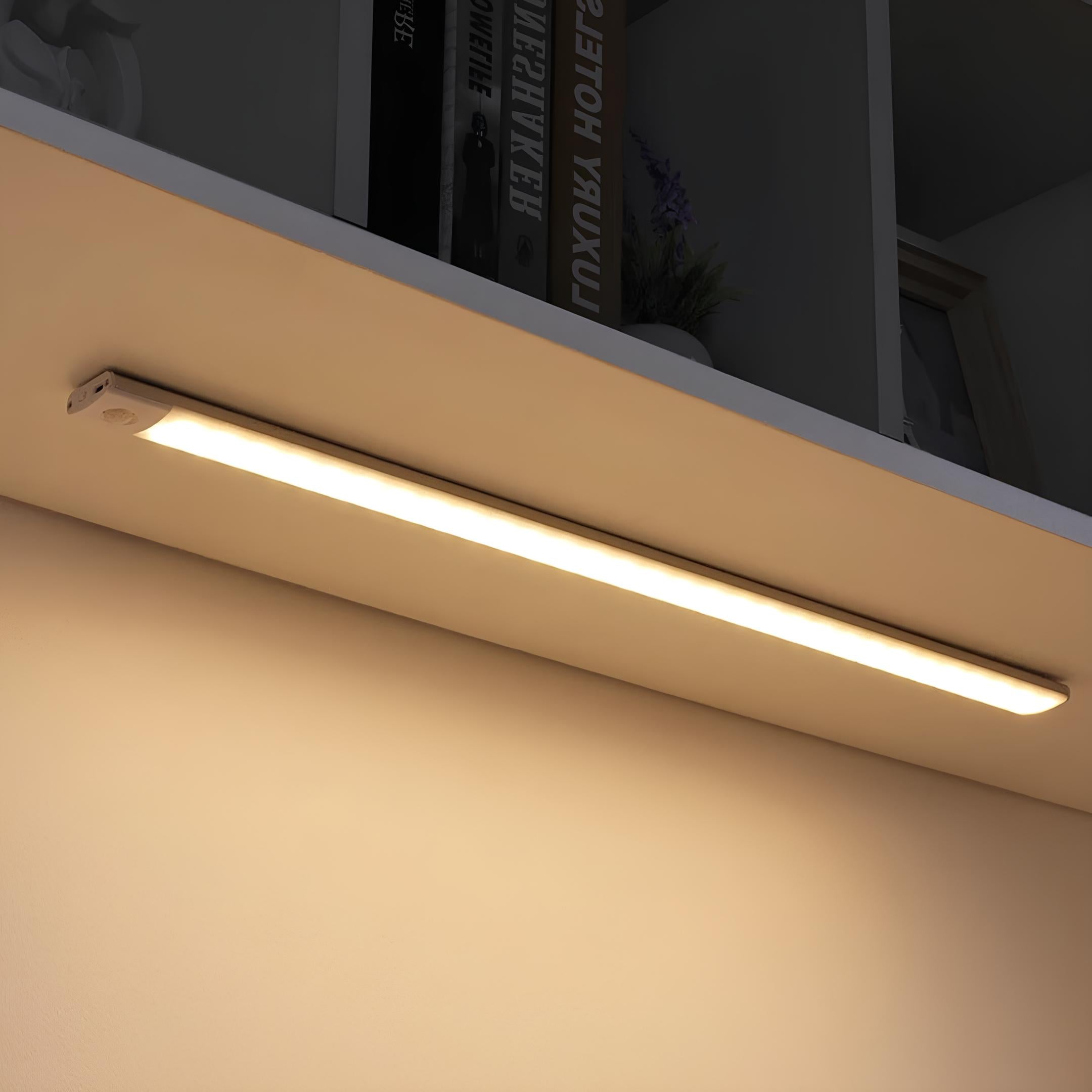 Under-cabinet light fixture on a kitchen counter