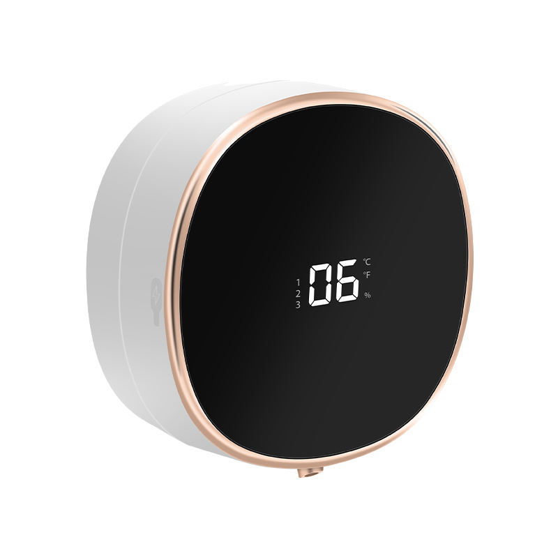 Round digital device with black screen displaying '06' on a white background