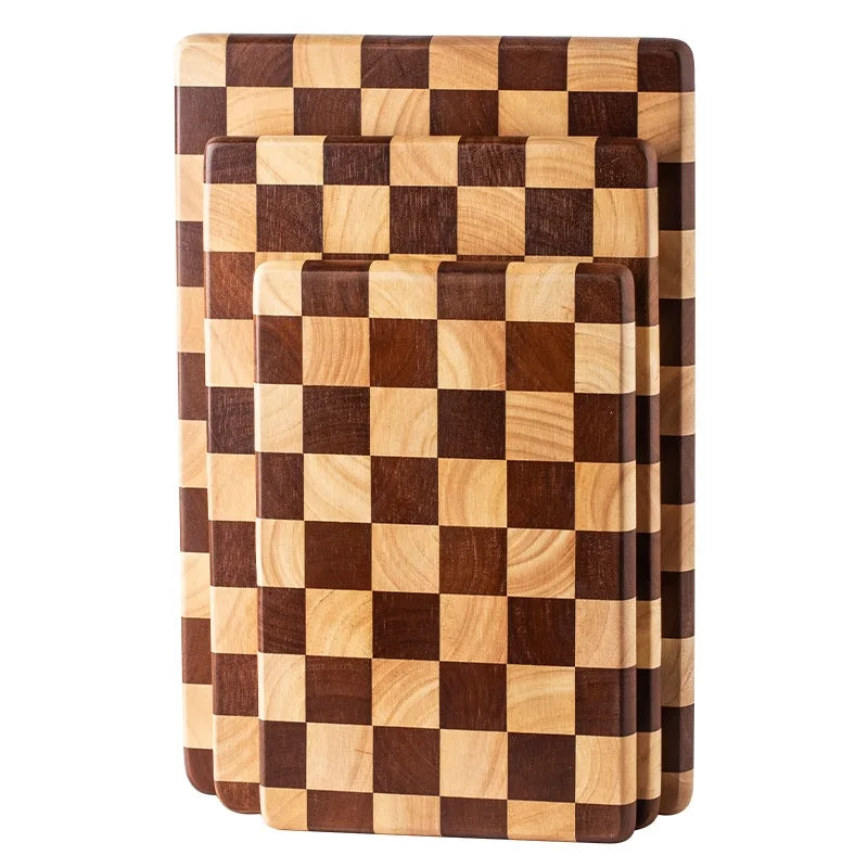 Acacia Wood Cutting Board, Checkered Design, Durable Kitchen Chopping Board, Multi-Functional for Food Prep and Serving 0