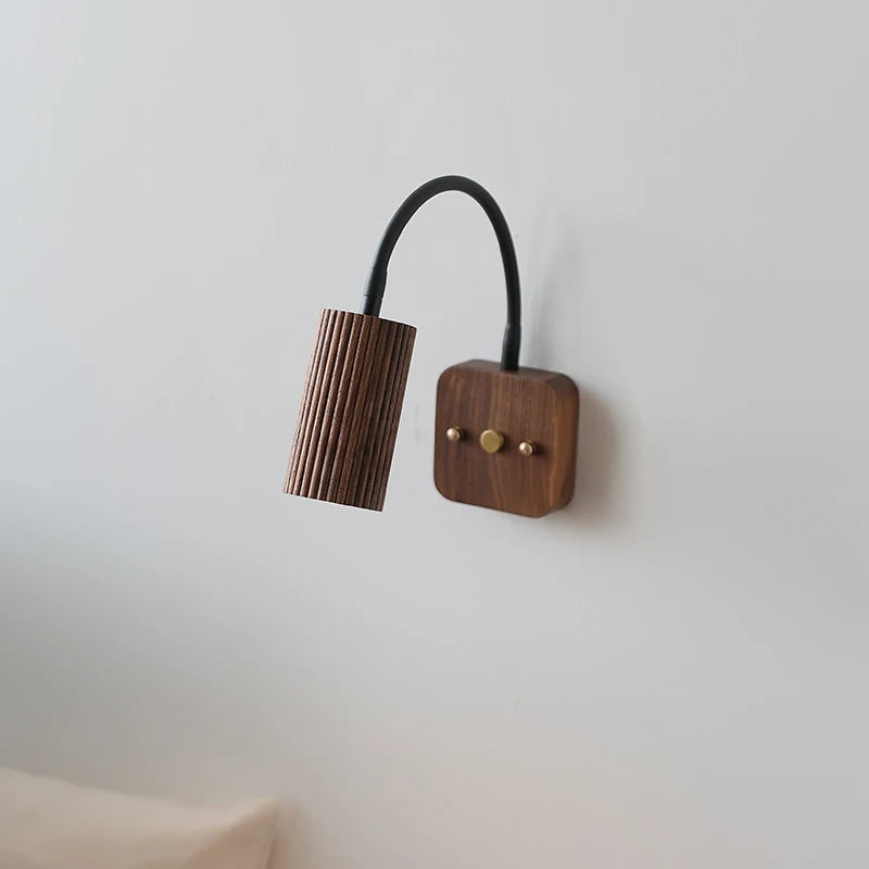 Adjustable Wooden Cylinder Wall Light – Natural Walnut Finish, Modern Wall Lamp for Contemporary Interiors 5