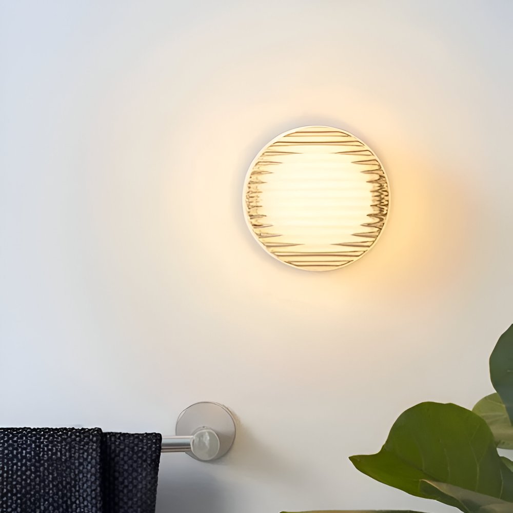 Amber White Ribbed Wall Sconce - LED Wall Lamp Lighting Fixture for Living Room, Bedroom, and Kids' Room 1