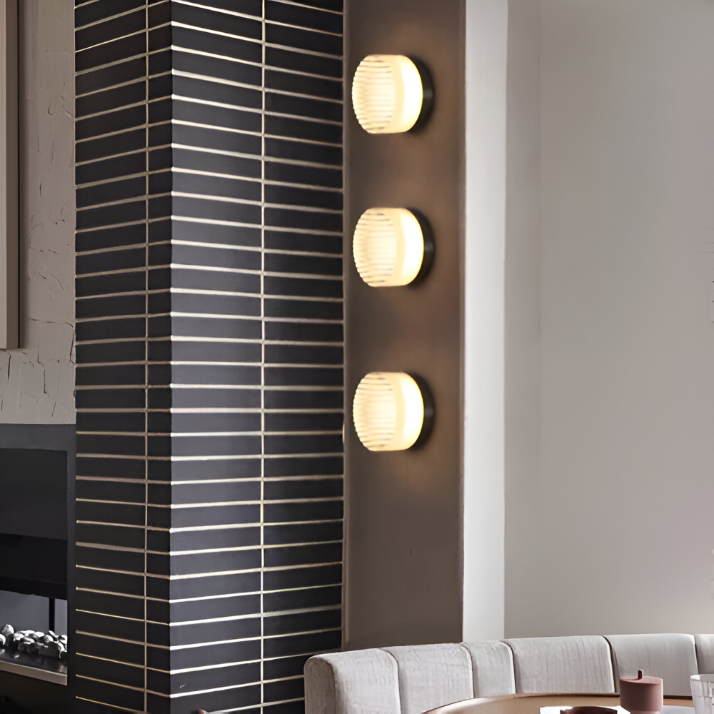 Amber White Ribbed Wall Sconce - LED Wall Lamp Lighting Fixture for Living Room, Bedroom, and Kids' Room 3