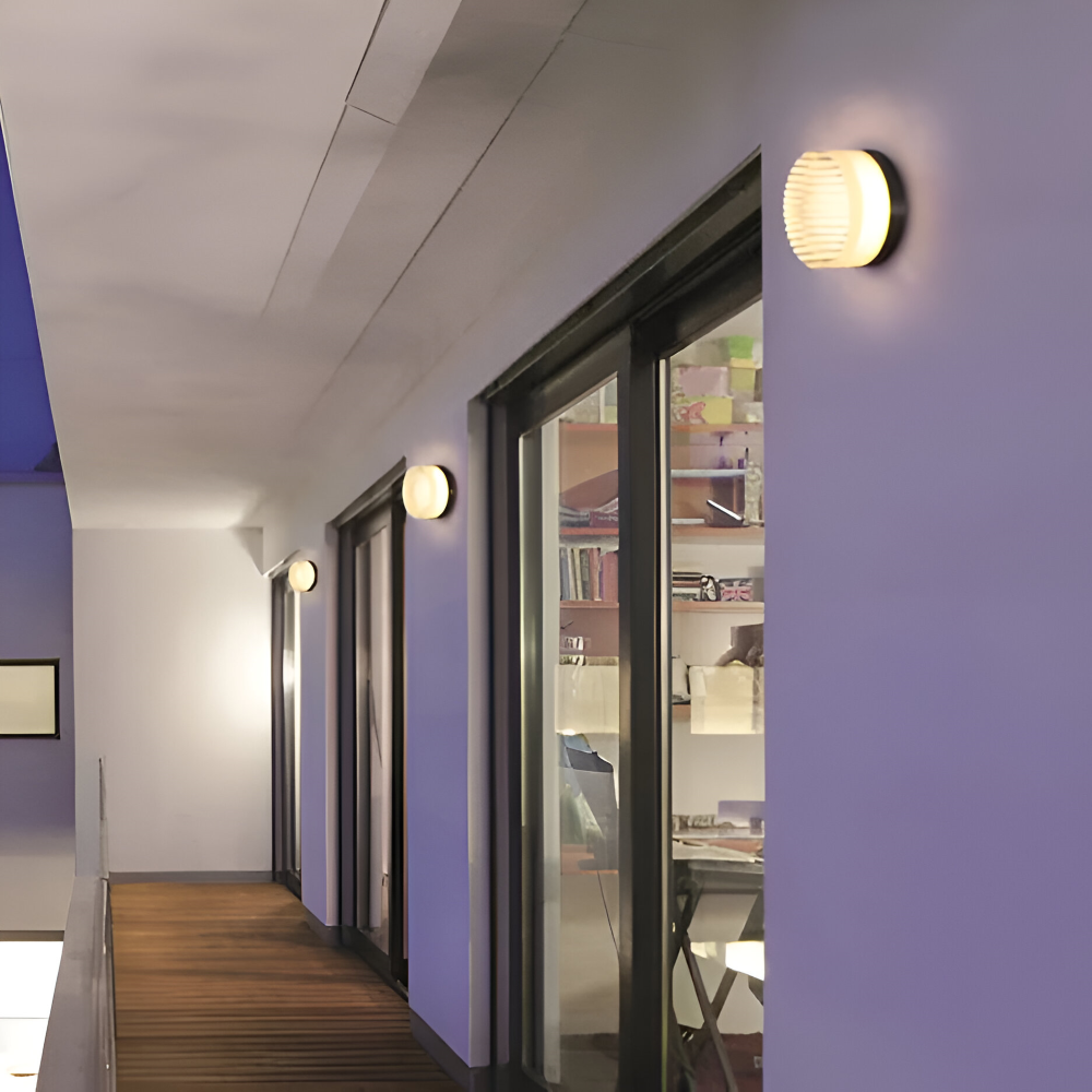 Amber White Ribbed Wall Sconce - LED Wall Lamp Lighting Fixture for Living Room, Bedroom, and Kids' Room 4