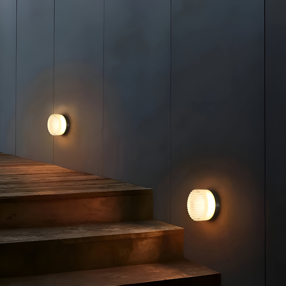 Amber White Ribbed Wall Sconce - LED Wall Lamp Lighting Fixture for Living Room, Bedroom, and Kids' Room 6