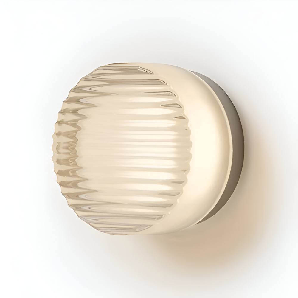 Amber White Ribbed Wall Sconce - LED Wall Lamp Lighting Fixture for Living Room, Bedroom, and Kids' Room 9
