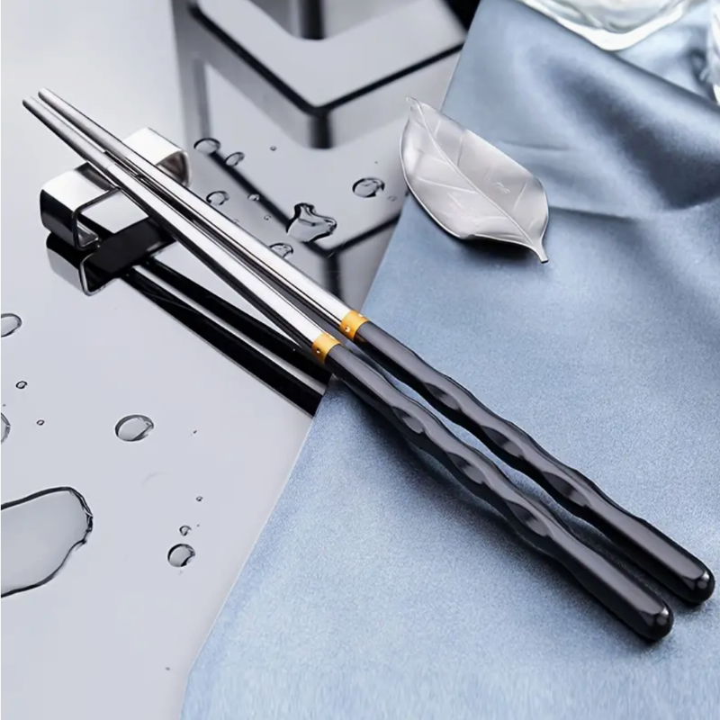 Authentic Japanese Stainless Steel Chopsticks Set – 5 Pairs with Ergonomic Design for Enhanced Grip and Control 1