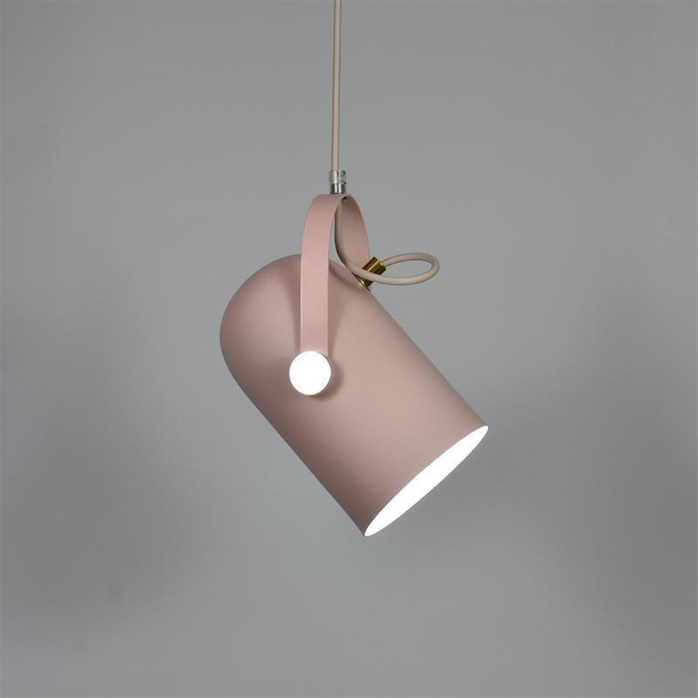 Pink pendant light on a gray background