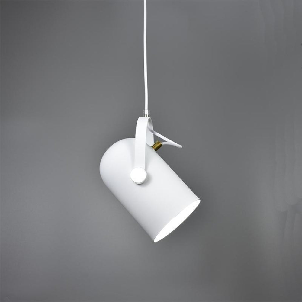 White pendant light against a gray background