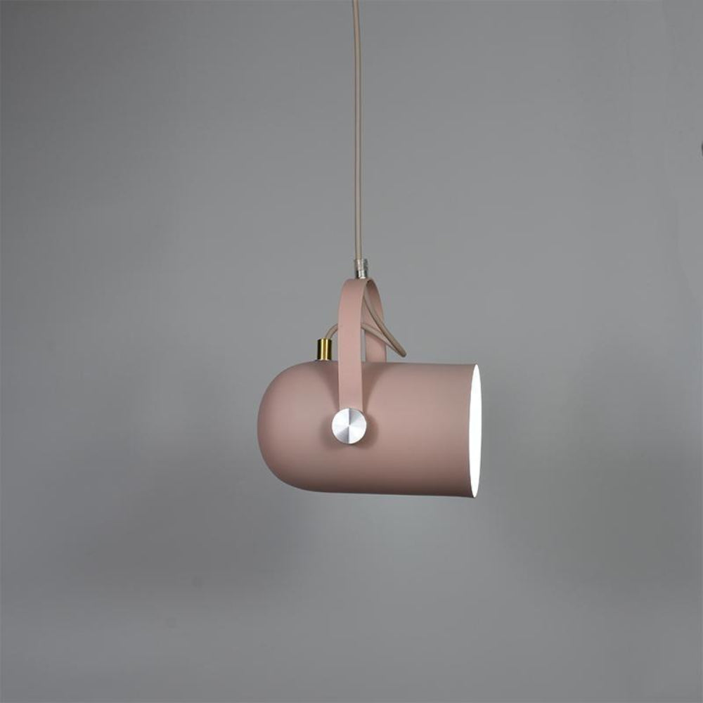 Pink pendant lamp on a gray background