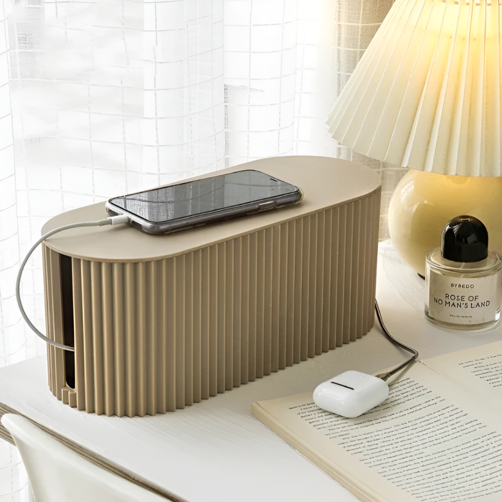 Cable Organization Box for Desk – Minimalist Cable Storage in Soft Macaron Colors – Durable ABS Plastic Cable Holder 4