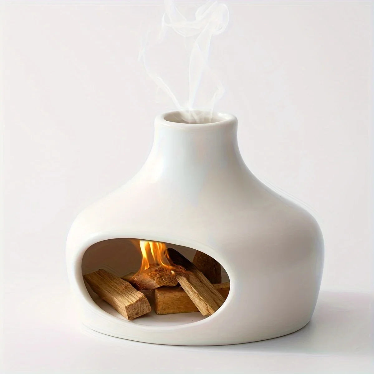 Ceramic Fireplace for Meditation – Modern Mini Smoke Burner with Chimney-Style Smoke Flow, Ideal for Sage and Incense 3