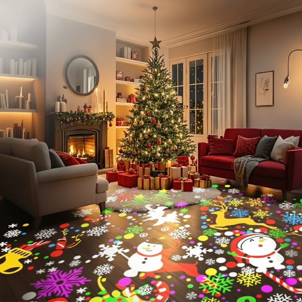 Christmas LED Projection Light for Indoor and Outdoor Use – Festive Patterns Including Snowflakes and Santa 1