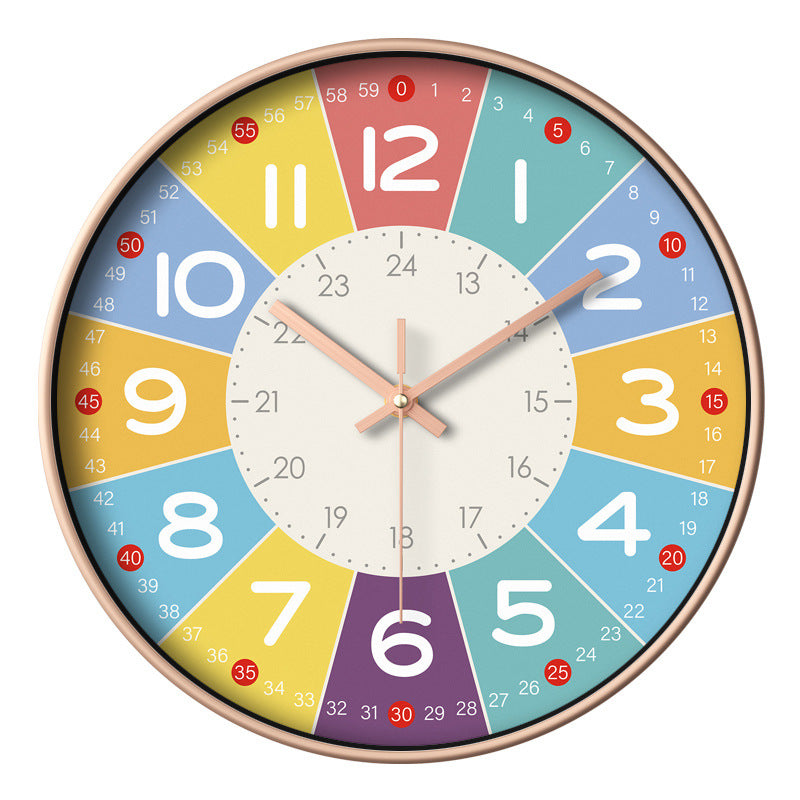 Colorful Educational Wall Clock for Kids – Silent Mechanism, 12-Inch Diameter, Engaging Design for Cognitive Development 0