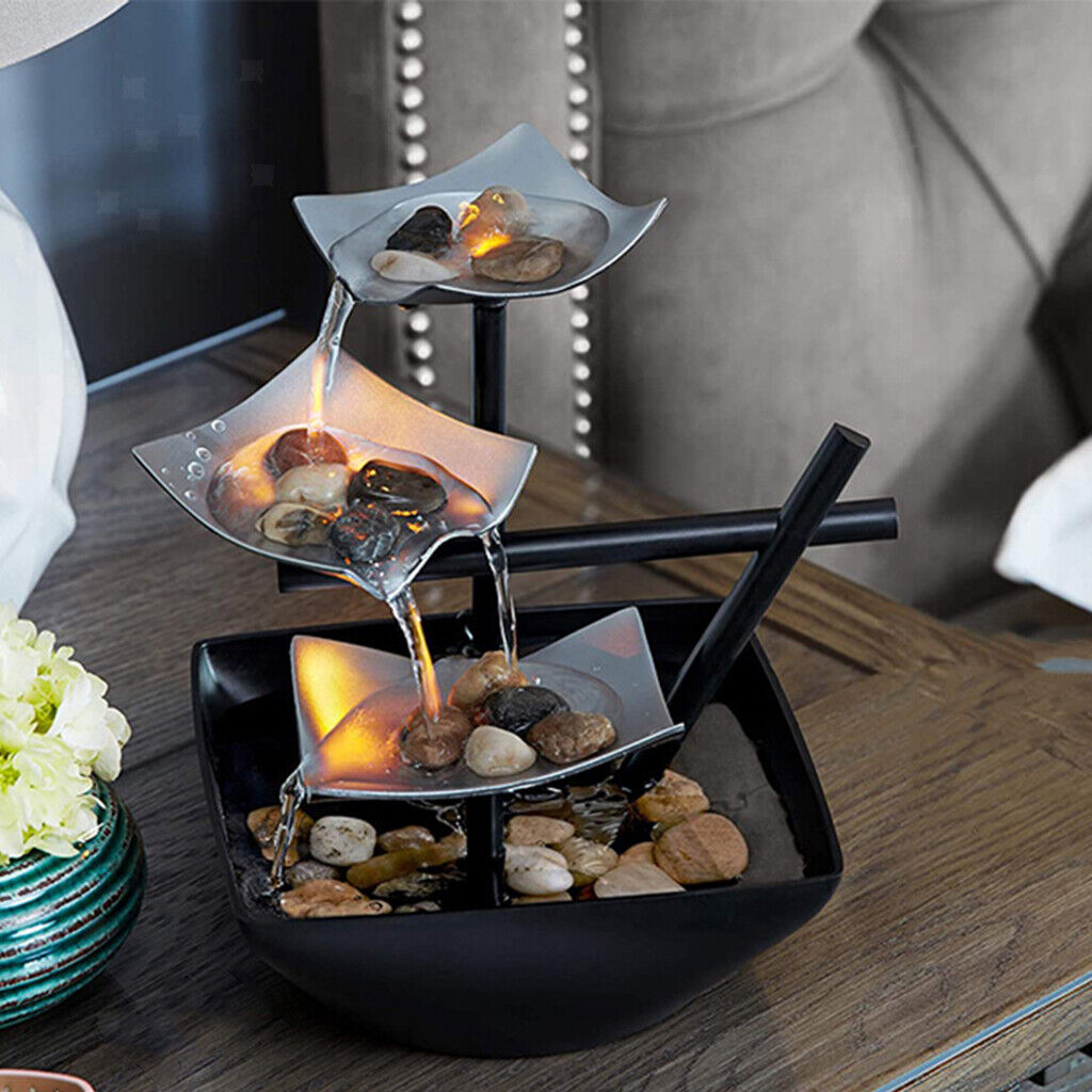 Compact Tabletop Water Fountain with LED Lighting – Elegant Design for Relaxation and Serenity 1