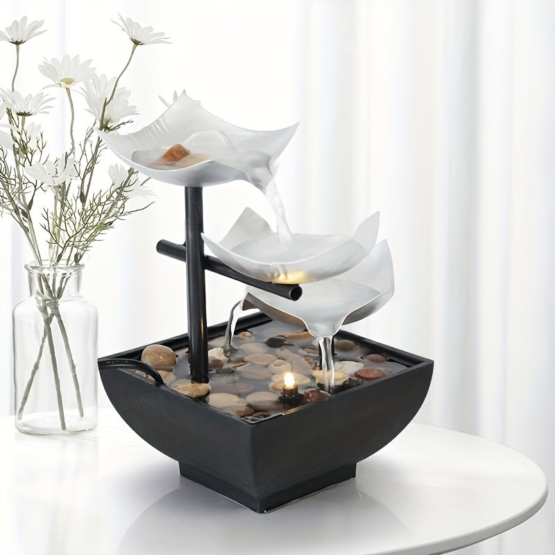 Compact Tabletop Water Fountain with LED Lighting – Elegant Design for Relaxation and Serenity 3