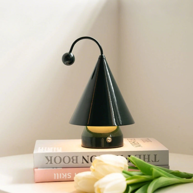 Cordless Table Lamp with Dimmable Lighting – Unique Cone Design, Rechargeable Battery Operated Lamp for Home Decor 2