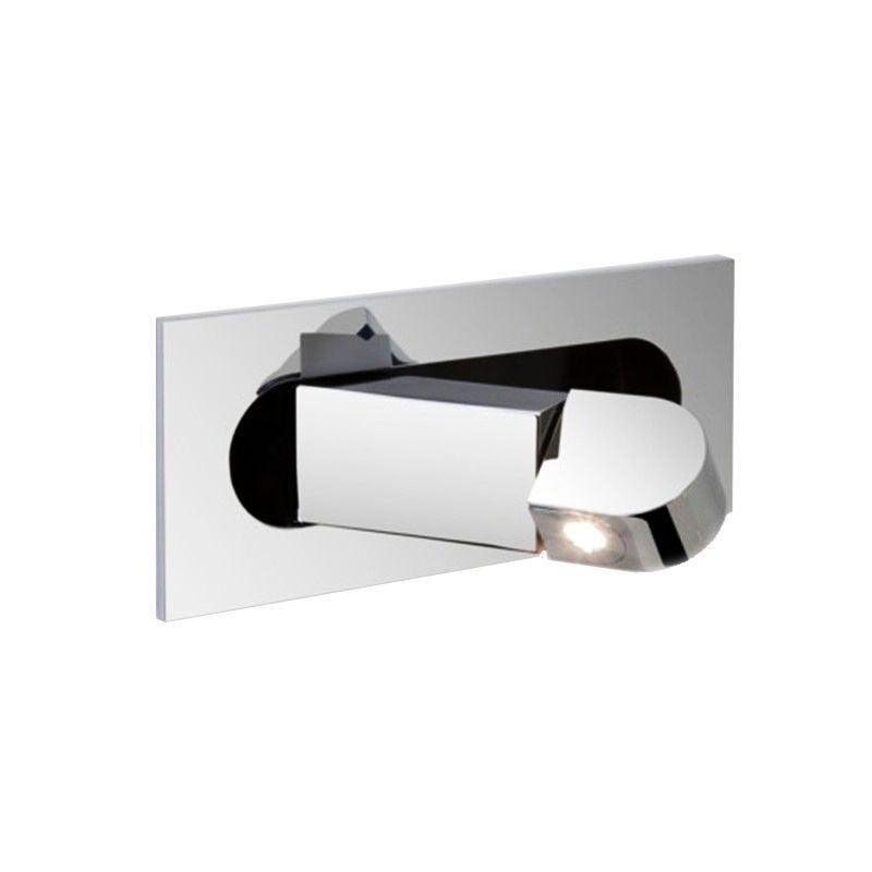 Chrome wall-mounted light fixture on a white background