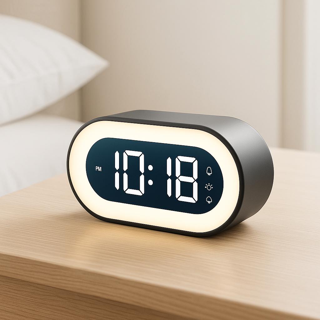 Digital LED Alarm Clock with Night Light, Music Alarm, Dimmable Brightness, Snooze Function – Modern Design 0