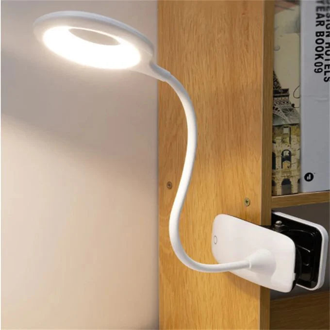 Dimmable Clip-On Reading Lamp with Gooseneck – USB Rechargeable Bedside Reading Light for Adjustable Brightness 4