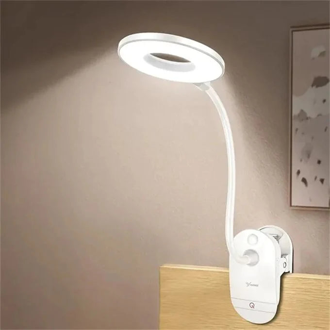 Dimmable Clip-On Reading Lamp with Gooseneck – USB Rechargeable Bedside Reading Light for Adjustable Brightness 5
